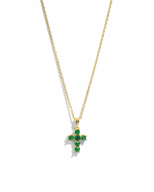 Emerald Cross Necklace