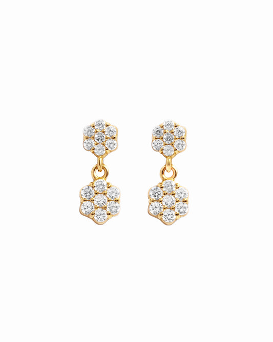 Diamond Flower Charm Studs
