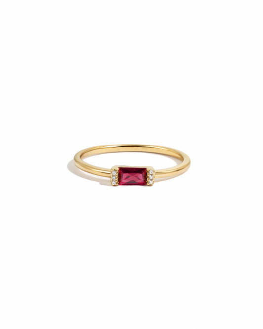 Garnet Simple Baguette Ring