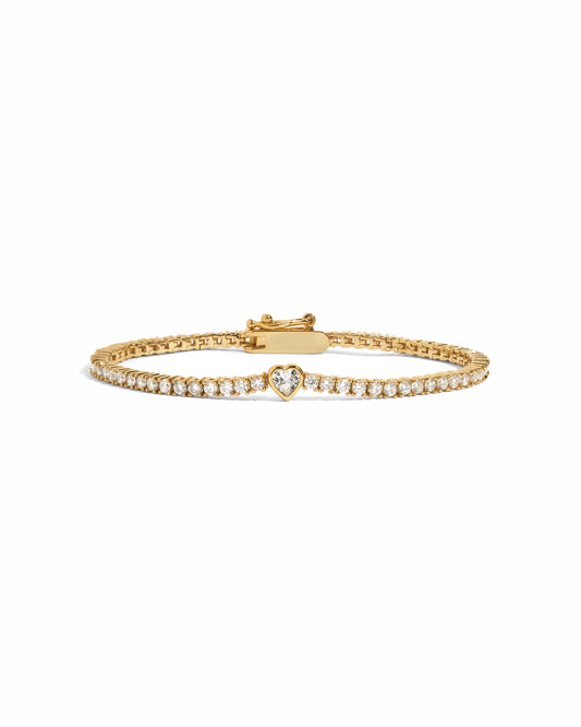 Heart Charm Tennis Bracelet