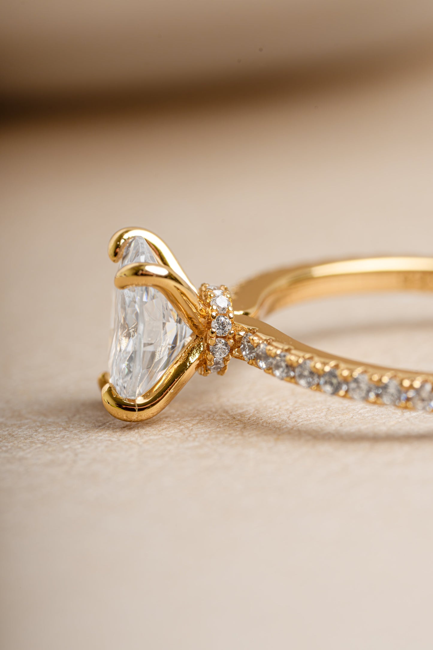Oval Pave Band Engagement Ring