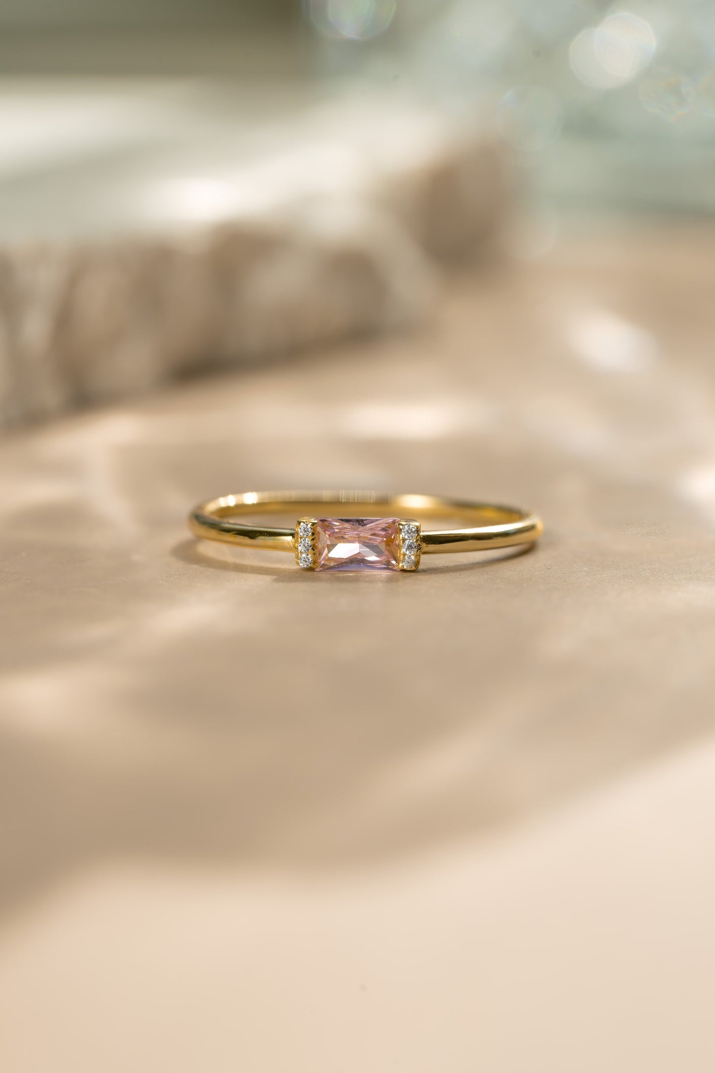 Rose Simple Baguette Ring