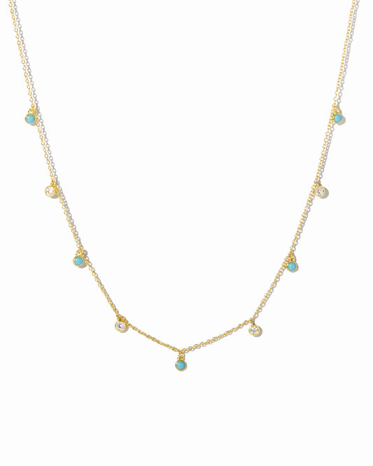 Turquoise & CZ Dangling Charm Necklace