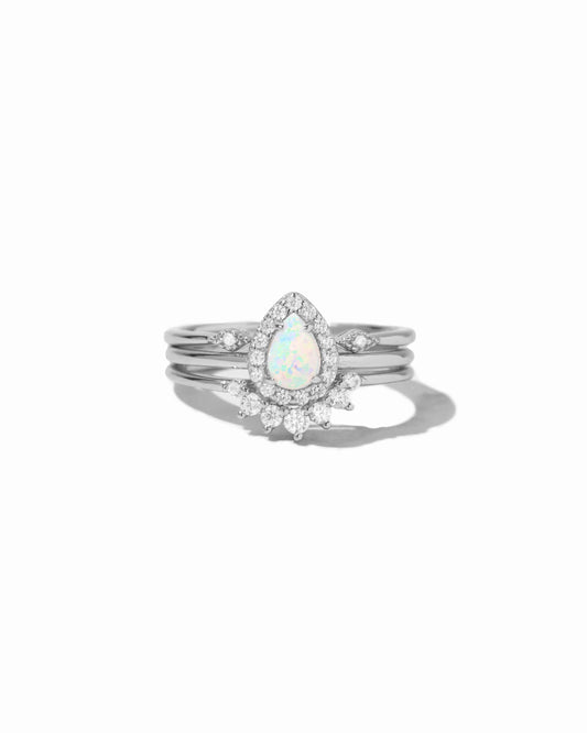 Pear Opal Ring Set