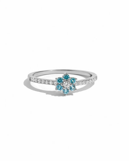 Aquamarine Flower Ring