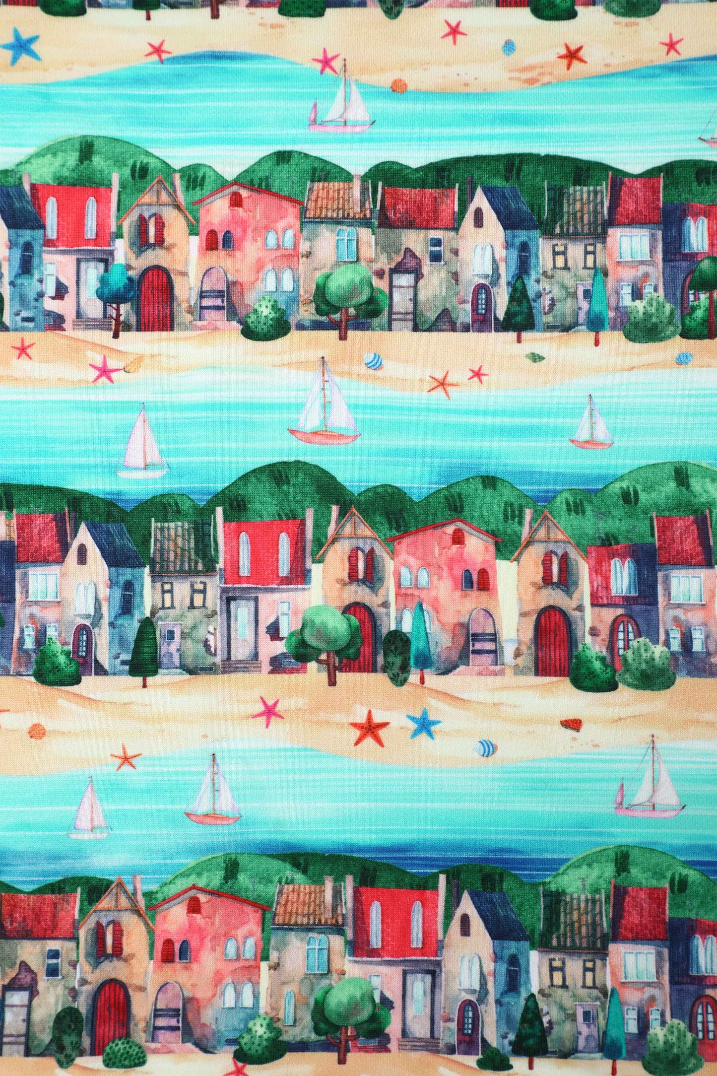 Amanda Seaside Village Print Flared Dress