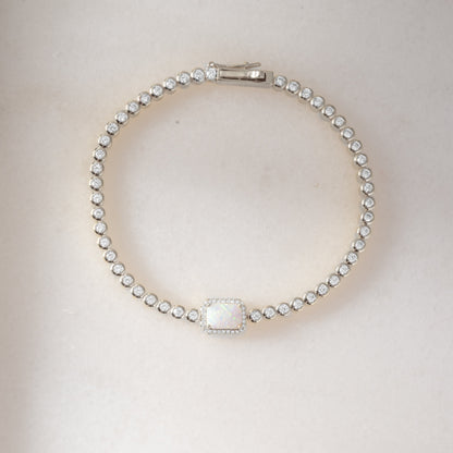 Silver Opal Baguette Tennis Bracelet