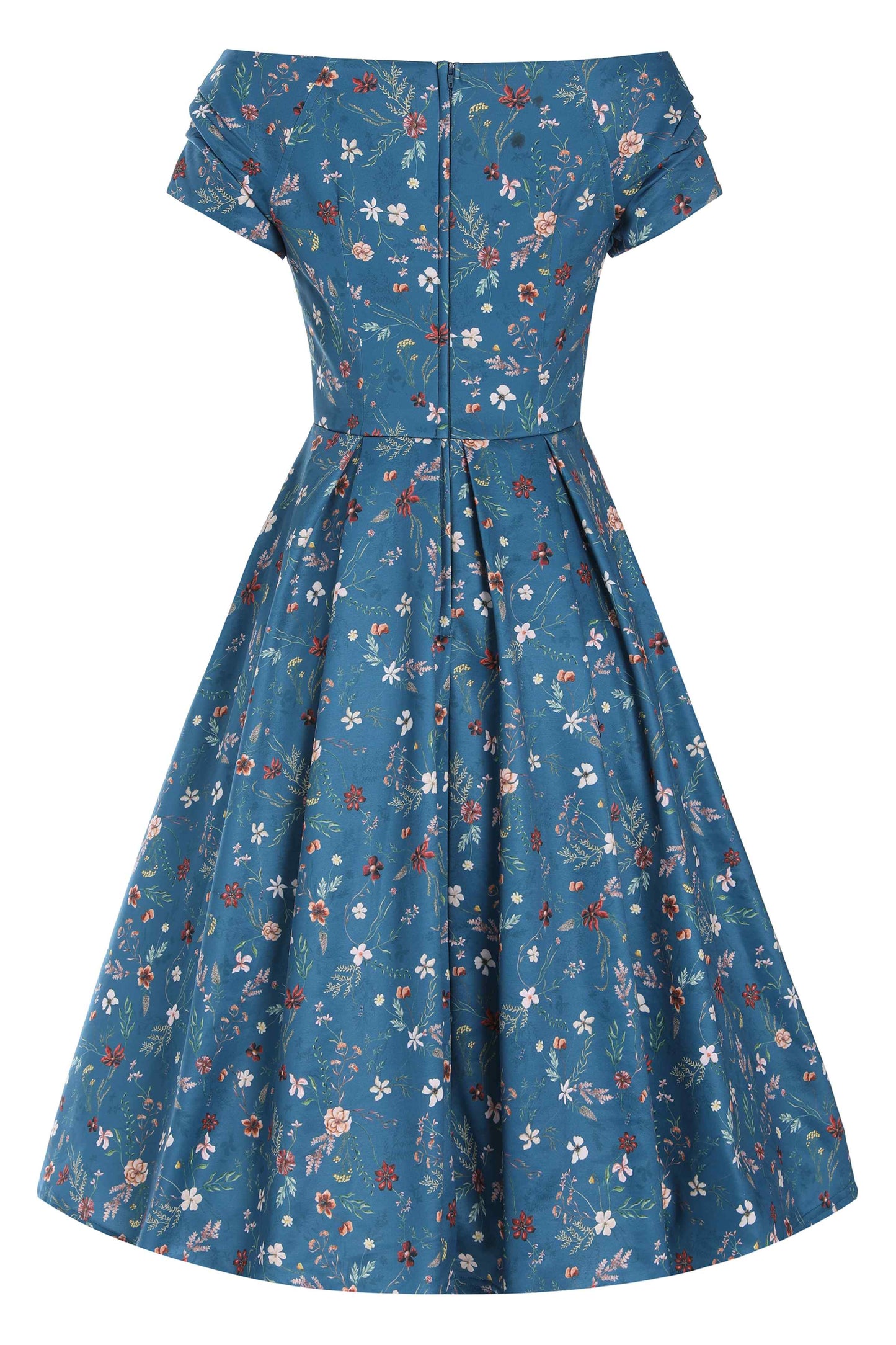 Lily Teal Ditsy Floral Off Shoulder Dress