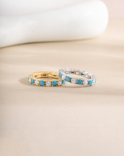 3mm Studded Turquoise Eternity Ring