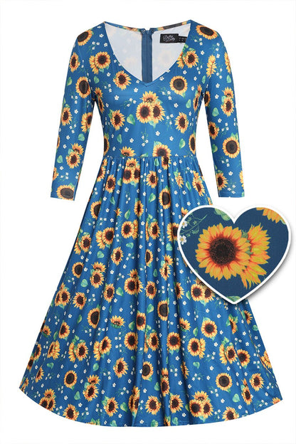 Billie Blue Sunflower Flared Dress