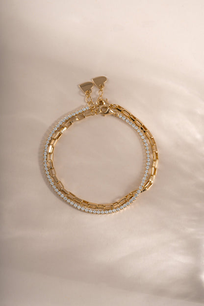 Tennis & Paperclip Bracelet Set