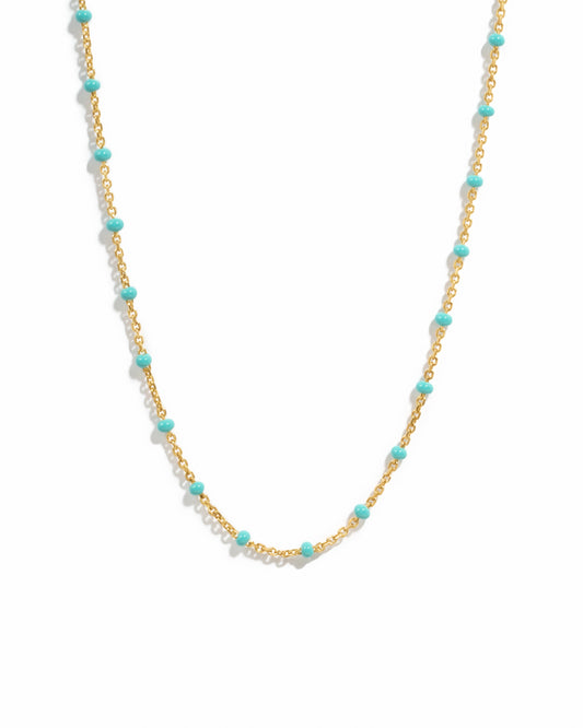 Turquoise Enamel Beaded Necklace